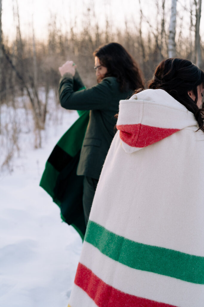 Winter wedding at home outside of Winnipeg