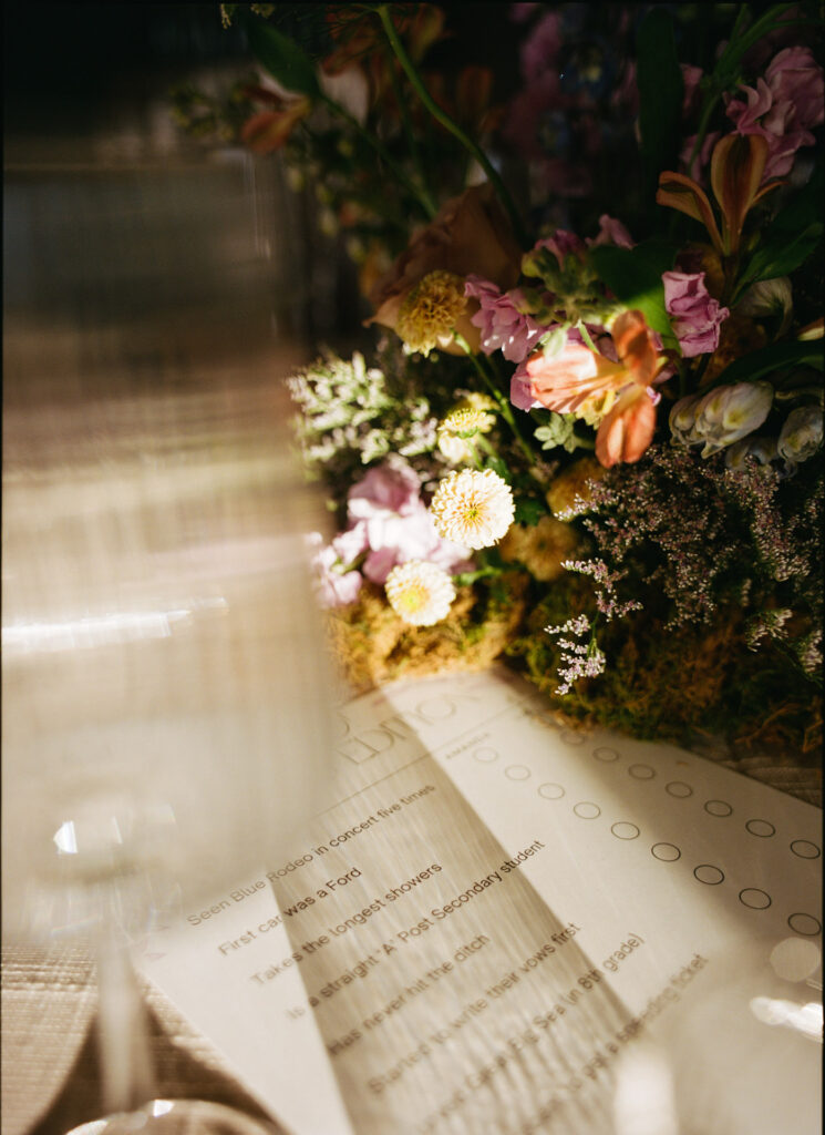 wedding florals on film