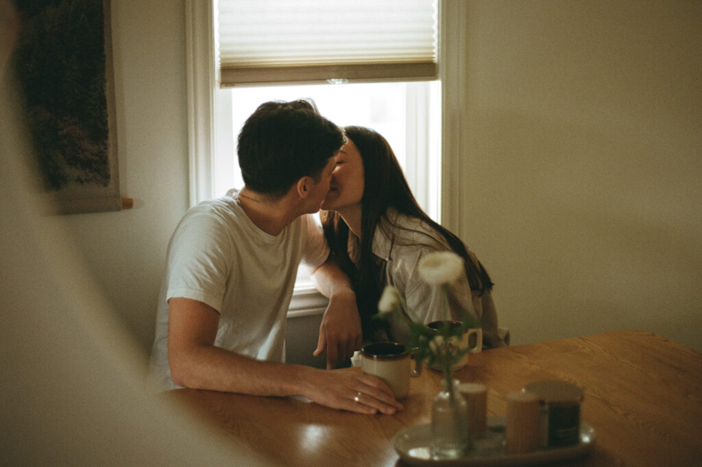 couple photo at home, on film