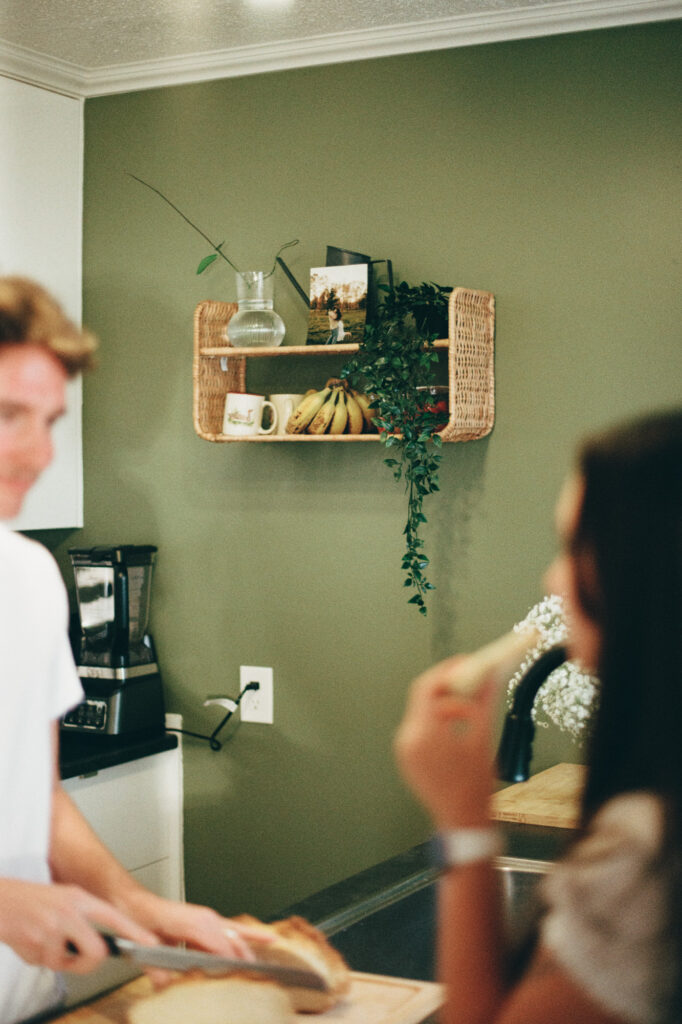 couple photo on film in kitchen at home