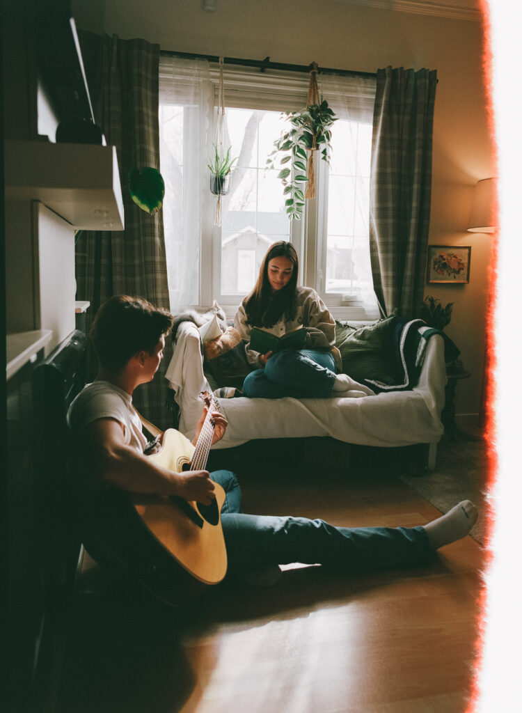 couple photo with guitar on film
