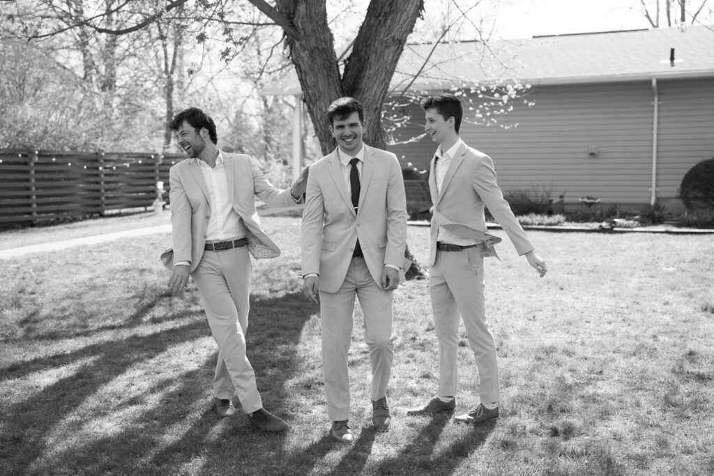 wedding party portraits in backyard wedding