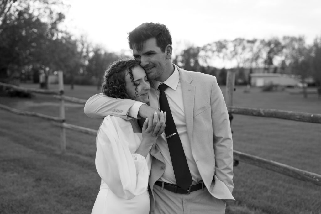 sunset photos of bride and groom