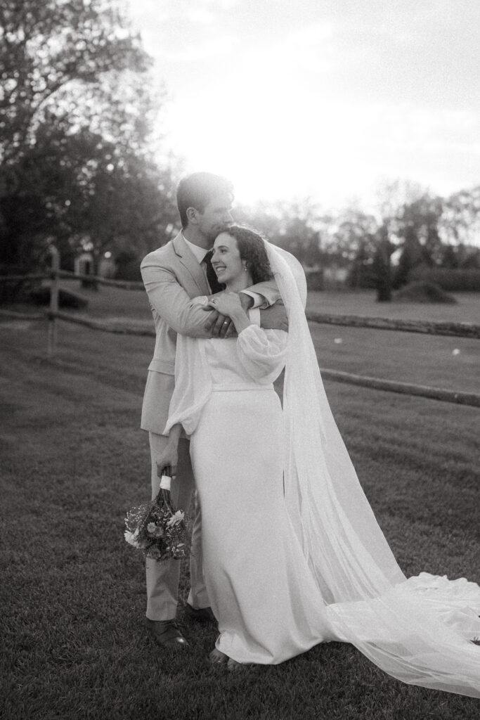 sunset photos of bride and groom