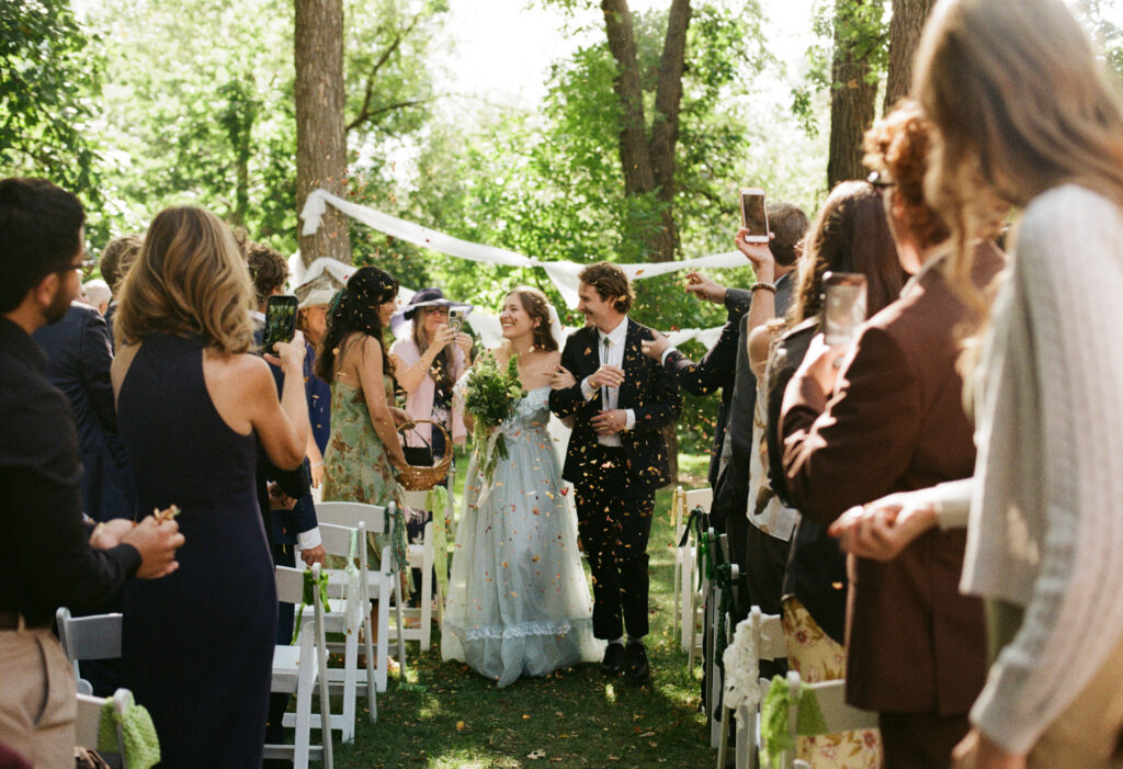 Wedding exit at a documentary-style wedding