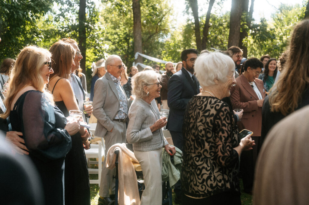Wedding guest candid during speeches