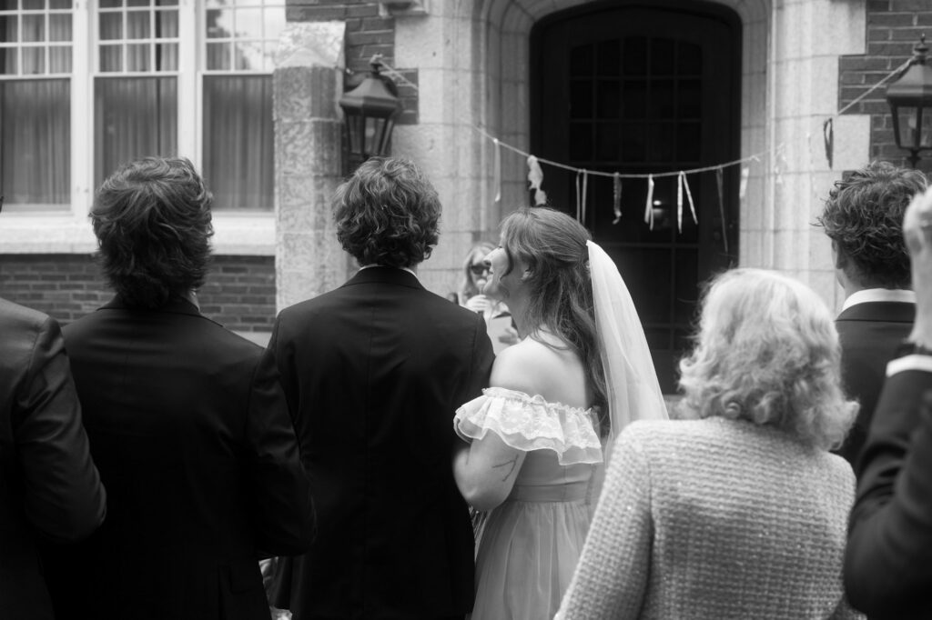 bride and groom reacting to speeches. Documentary-style photography