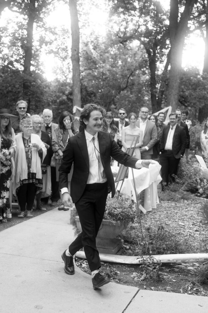 bride and groom reacting to speeches. Documentary-style photography