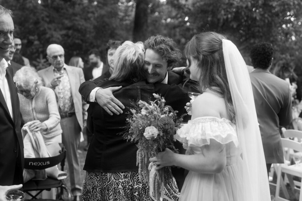 candid of wedding guest