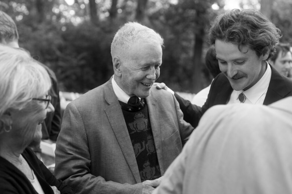 candid of wedding guest