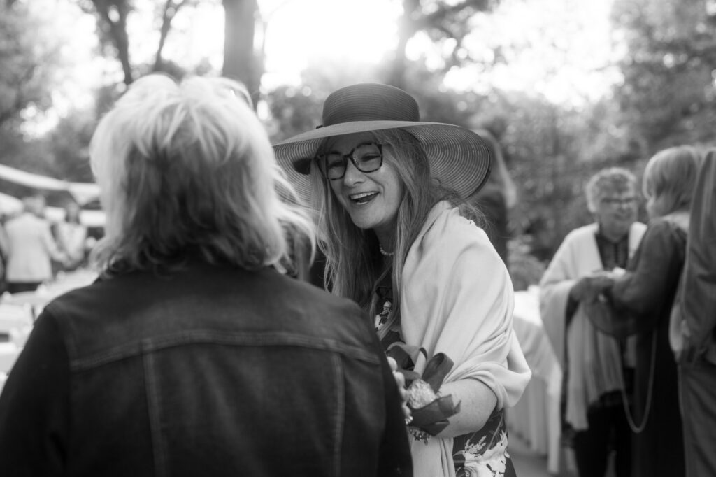 candid of wedding guest