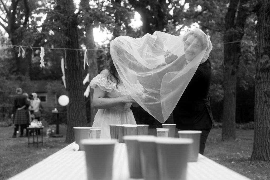candid of bride and groom on wedding day