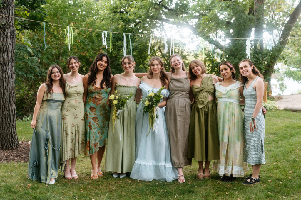 documentary-style wedding photo of bridesmaids on wedding day