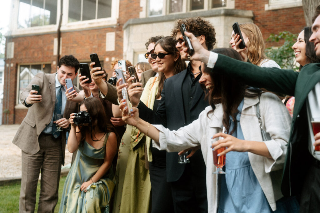 documentary-style wedding photo of guests on wedding day