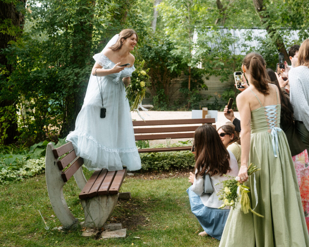 documentary-style wedding photo of bride on wedding day