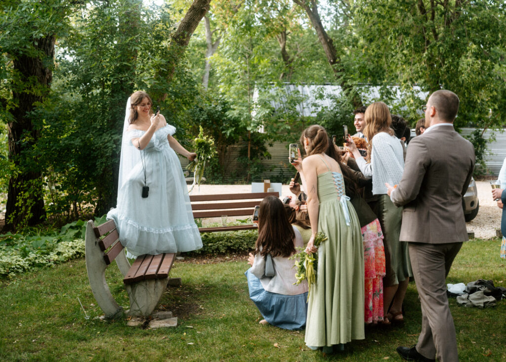 documentary-style wedding photo of bride on wedding day
