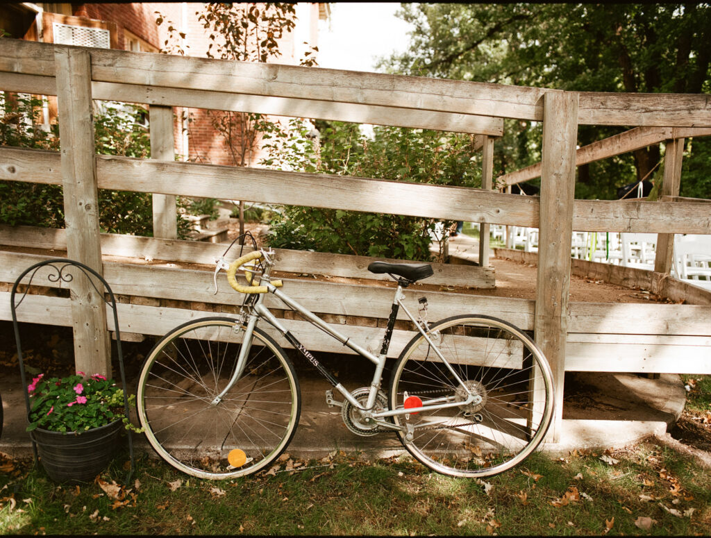 wedding detail photo of bride's bike