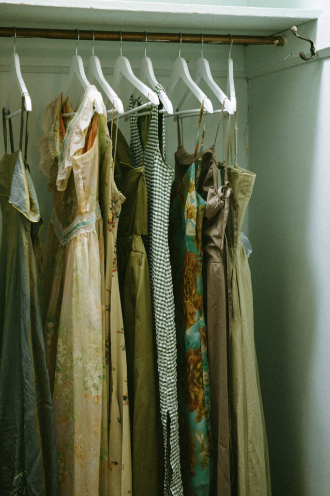 wedding detail photo of bridesmaid's dresses